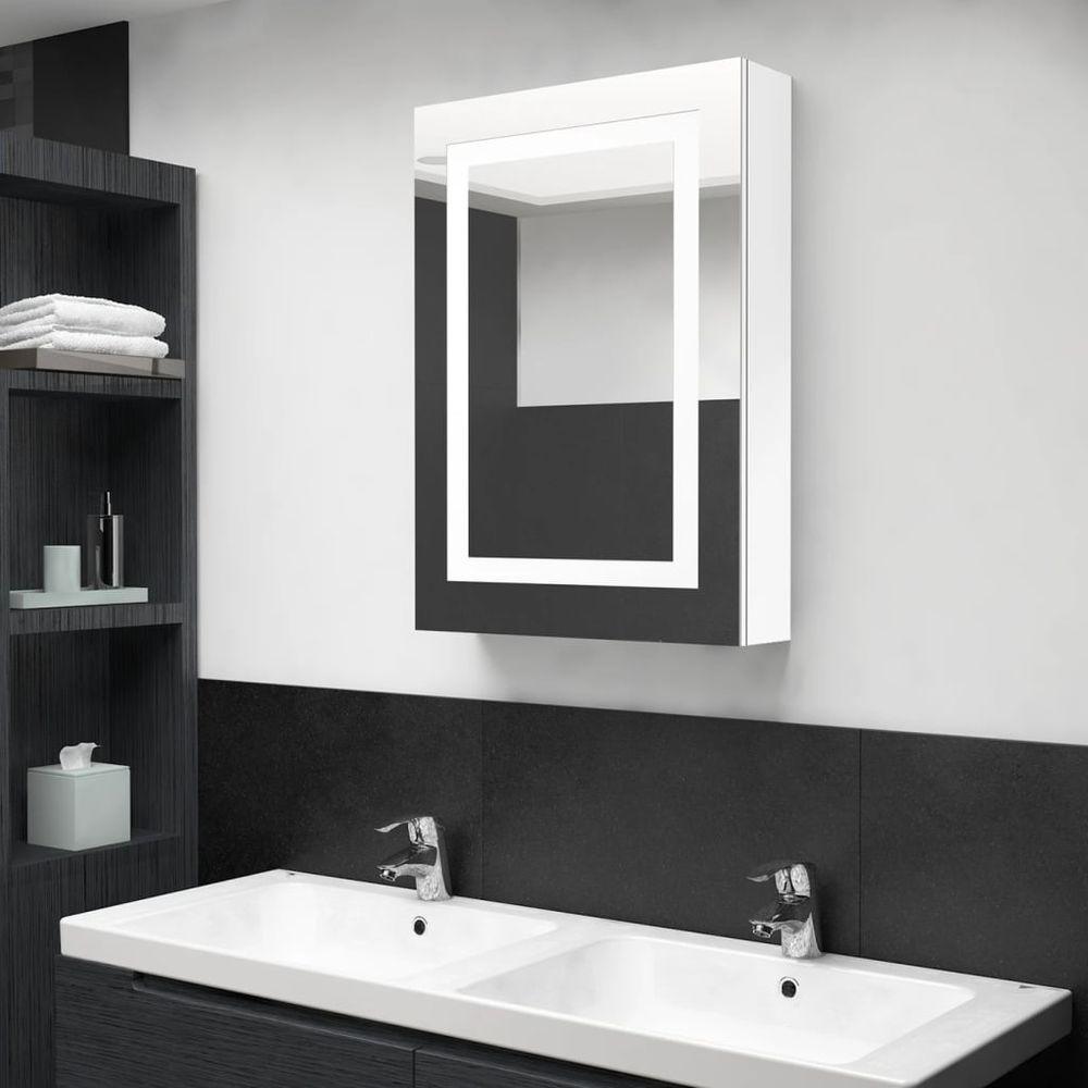 LED Bathroom Mirror Cabinet Concrete Grey 50x13x70 cm shining white vidaXL