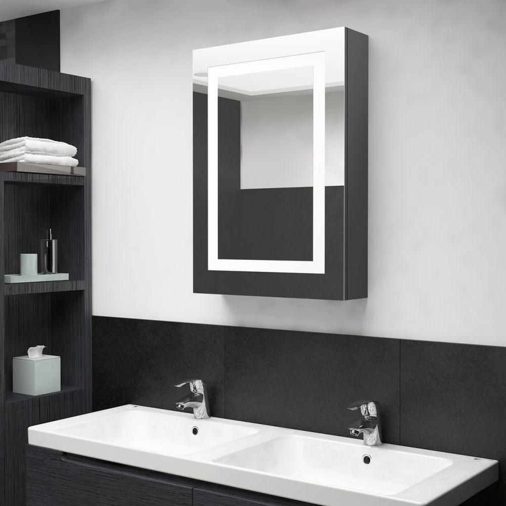 LED Bathroom Mirror Cabinet Concrete Grey 50x13x70 cm grey vidaXL