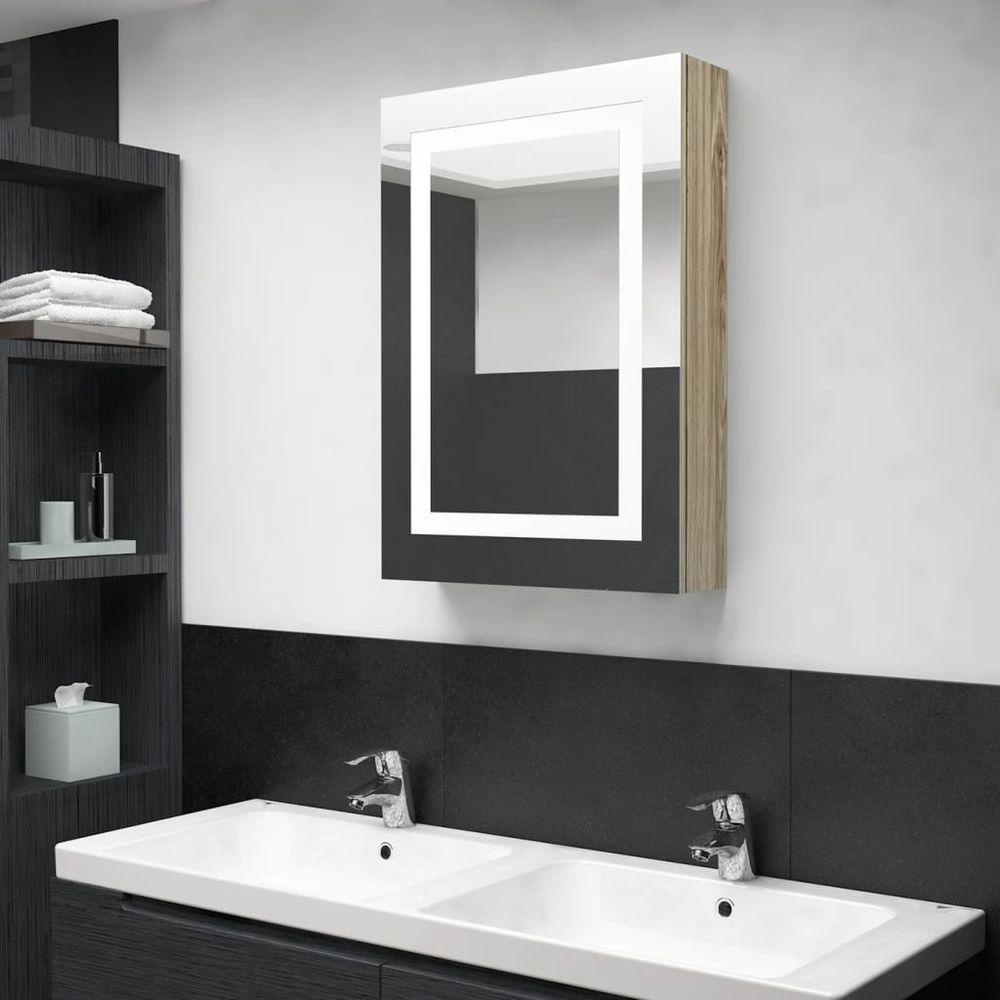 LED Bathroom Mirror Cabinet Concrete Grey 50x13x70 cm oak vidaXL