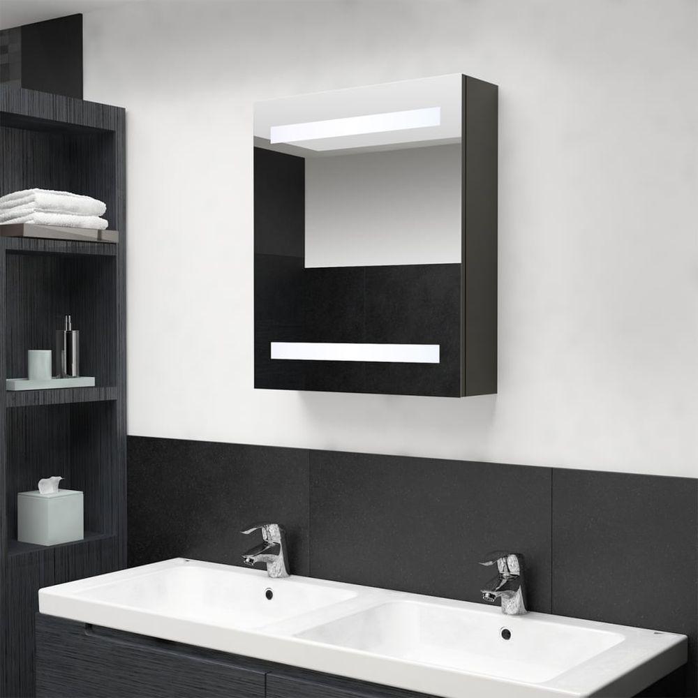 LED Bathroom Mirror Cabinet Concrete Grey 50x14x60 cm anthracite vidaXL