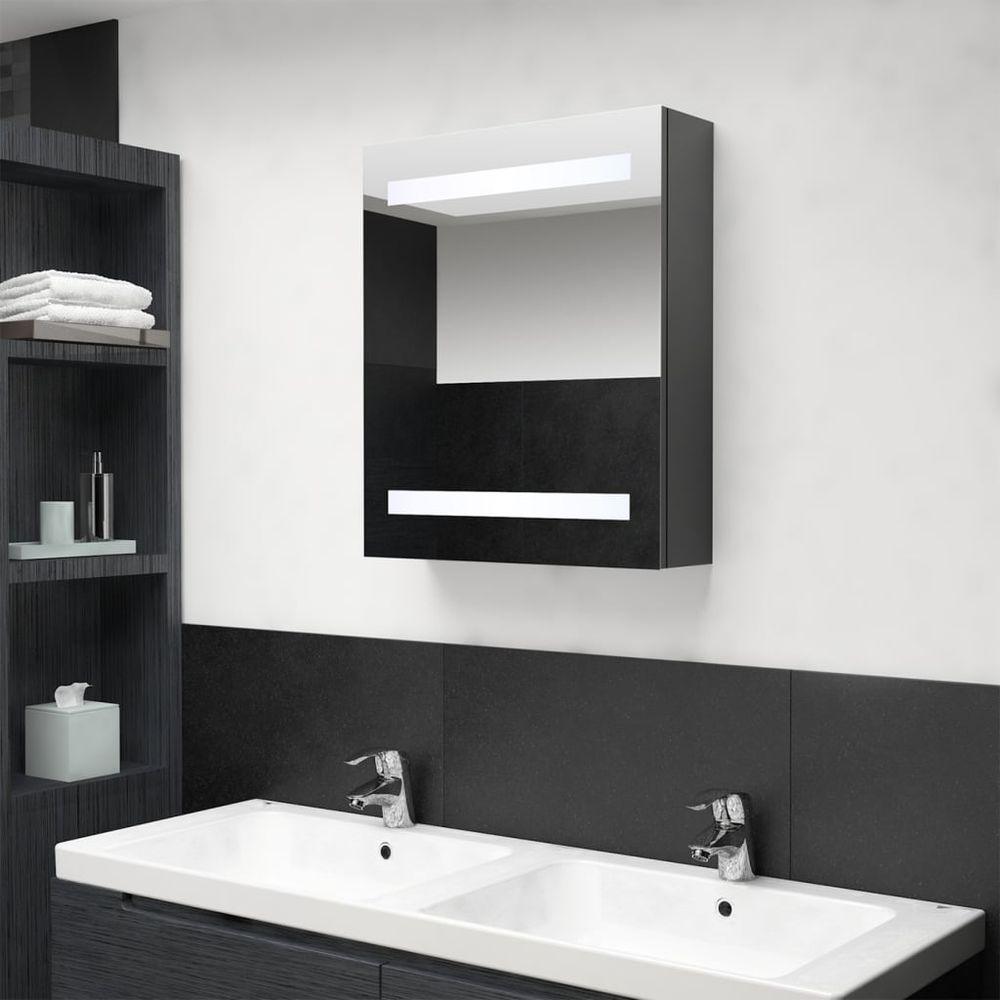 LED Bathroom Mirror Cabinet Concrete Grey 50x14x60 cm grey vidaXL