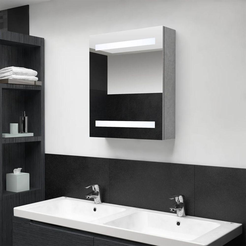 LED Bathroom Mirror Cabinet Concrete Grey 50x14x60 cm concrete grey vidaXL