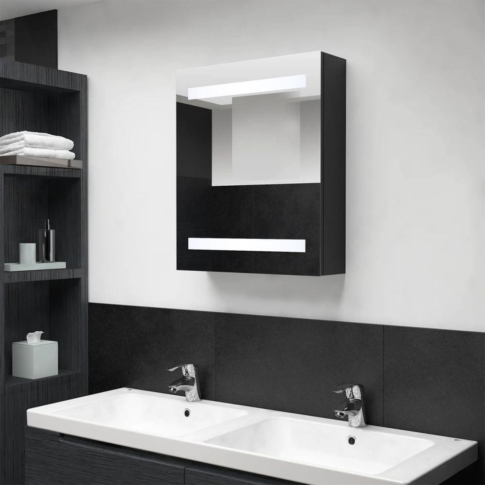 LED Bathroom Mirror Cabinet Concrete Grey 50x14x60 cm black vidaXL