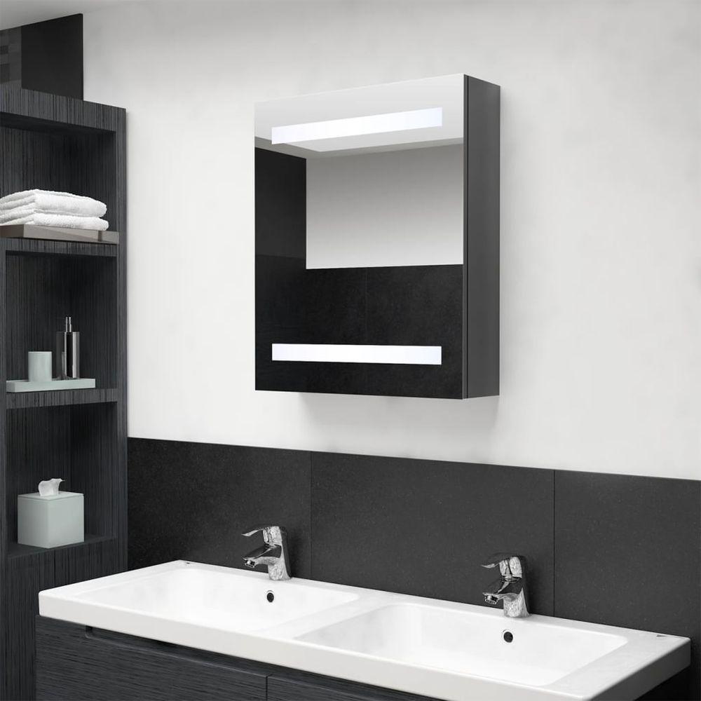 LED Bathroom Mirror Cabinet Concrete Grey 50x14x60 cm shining grey vidaXL