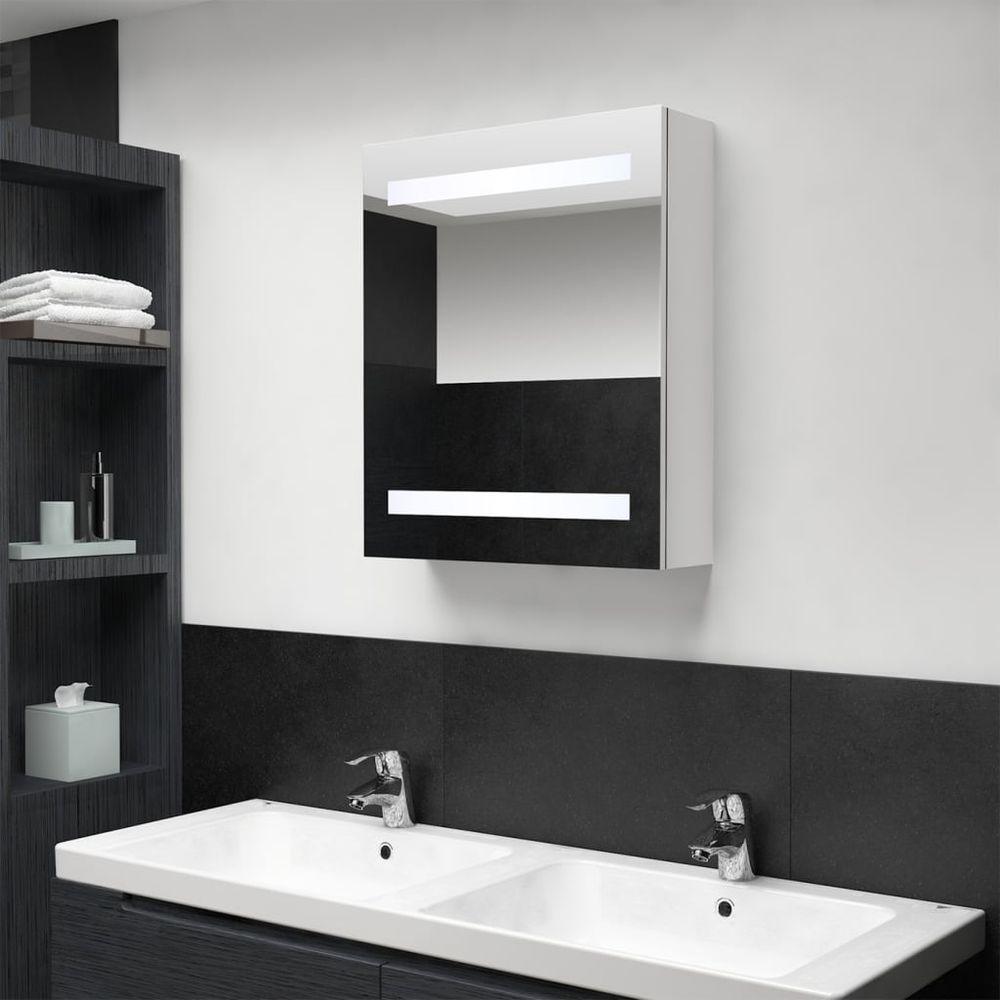 LED Bathroom Mirror Cabinet Concrete Grey 50x14x60 cm shining white vidaXL