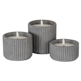 Set of three grey ribbed LED Candles in assorted sizes for stylish home decor