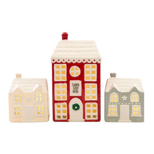 Set of 3 Light Up LED Christmas Houses N/A