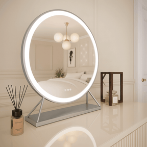 Modern LED Mirror with a Circular Design and Adjustable Lighting Features for Stylish Interiors