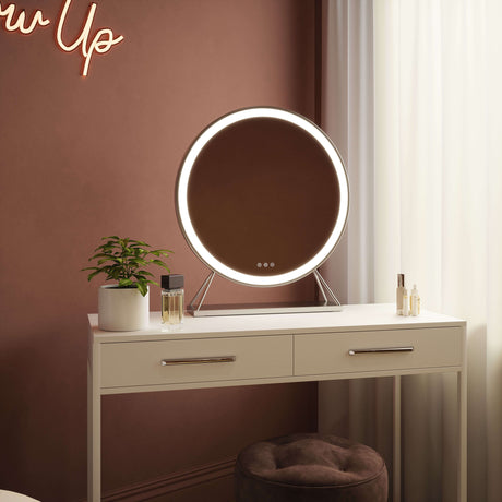 Elegant LED Mirror with Round Design, Perfect for Glamorous Home Decor and Makeup Application