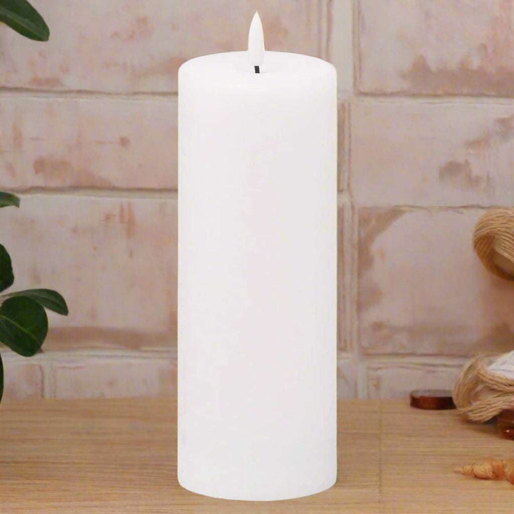 Luxe Collection Natural Glow 3x8 LED White Candle WHITE PLASTIC Shades 4 Seasons