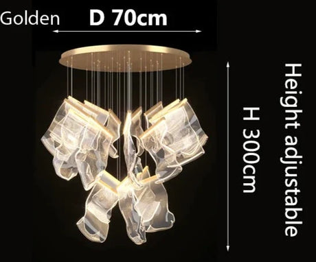 Nisu Home Golden Light Pendant with Adjustable Height and 70cm Diameter for Stylish Interiors