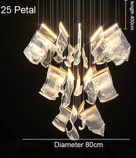 Nisu Home Light Pendant with 25 petal design, 80cm diameter and 40cm length for stylish illumination