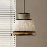 Elegant Nisu Home Light Pendant with Textured Fabric and Decorative Rattan Detail