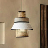Nisu Home Light Pendant in layered design with woven texture, perfect for modern interiors