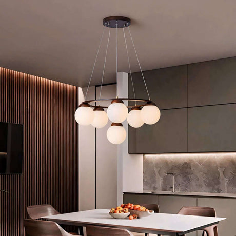 Modern Nisu Home Light Pendant with five spherical shades for stylish kitchen illumination
