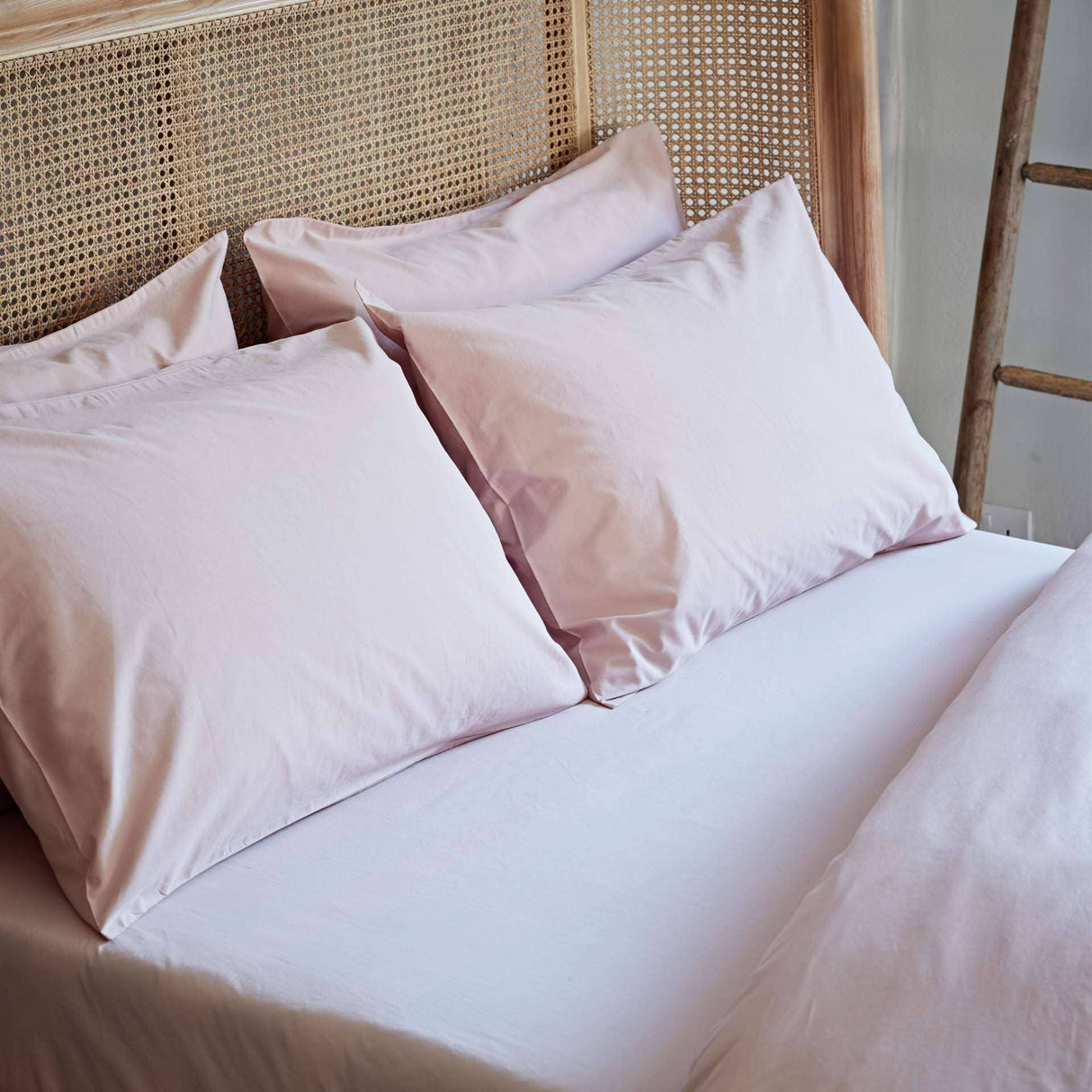 Cotton Collective Soft White Pillowcases Blush Cotton Collective