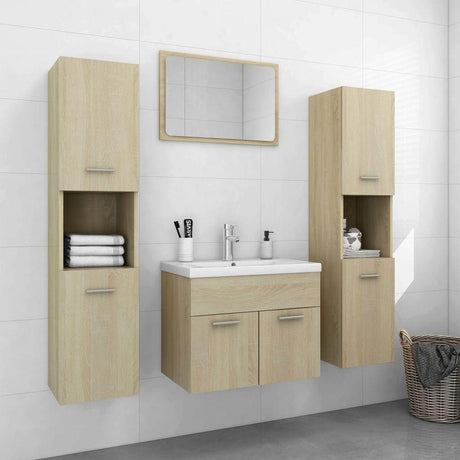 Bathroom Furniture Set White Engineered Wood sonoma oak vidaXL