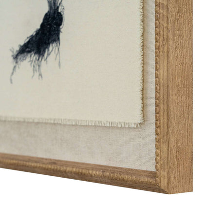 Linen Artwork featuring a textured design, framed in natural wood for elegant home decor