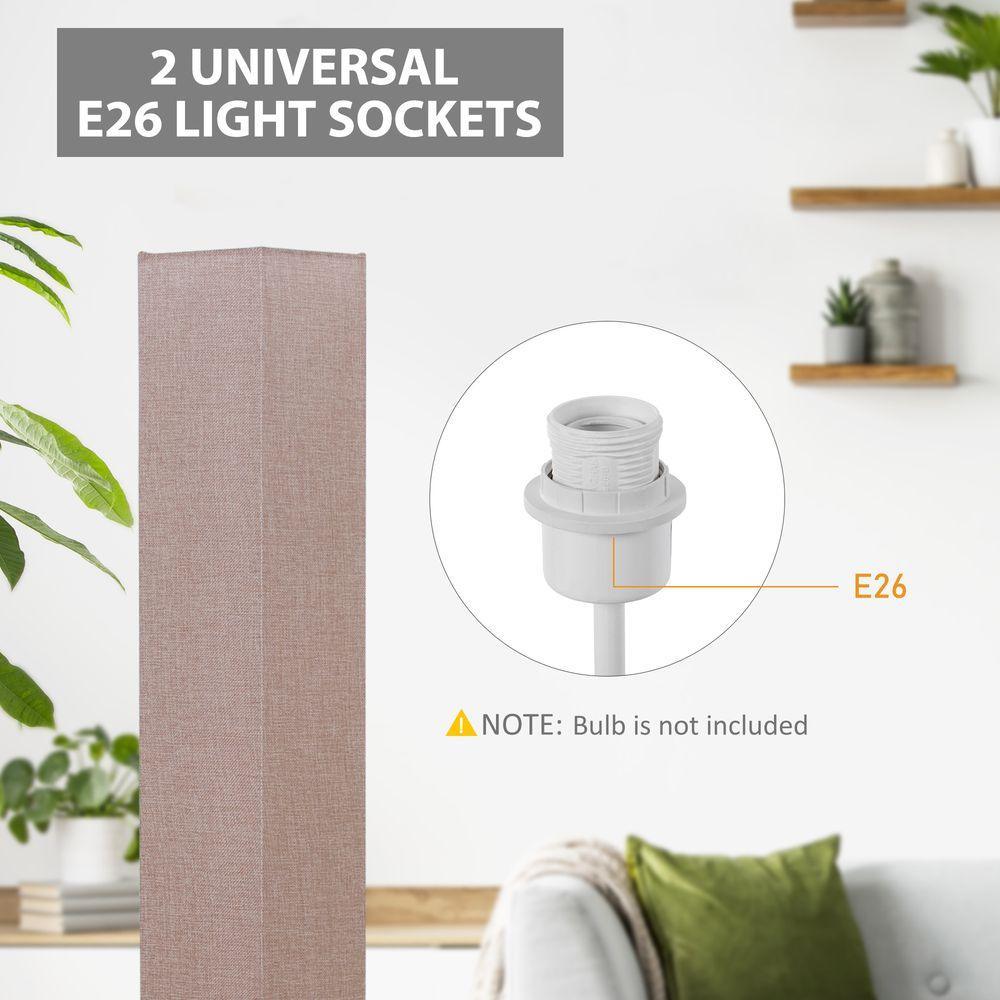 Linen Shade Tall Floor Lamp Beige HOMCOM