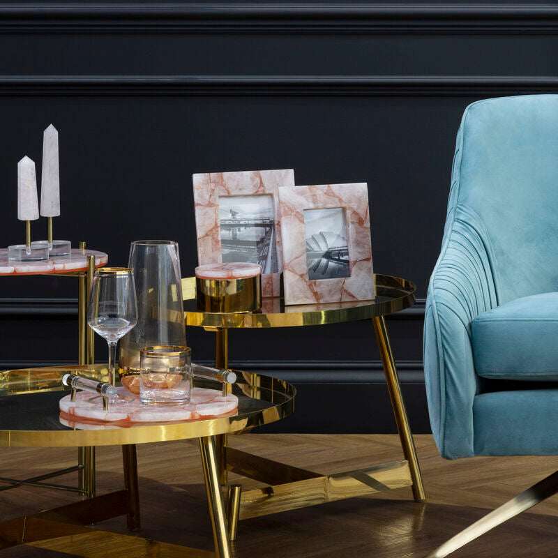 Elegant Quartz Tray by Orsina on a stylish coffee table, complementing decor and serving items