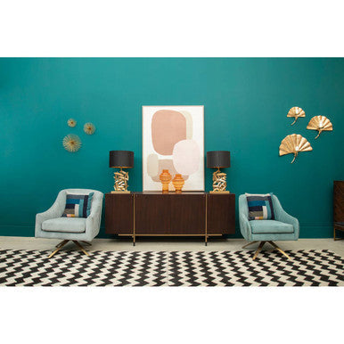 Orsina Wall Art featuring abstract shapes above a stylish console in a modern living room