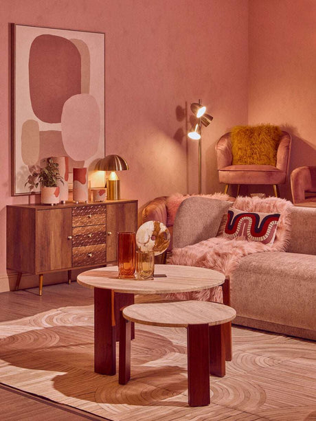 Stylish interior featuring Orsina Wall Art and chic furniture in a cosy living room setting