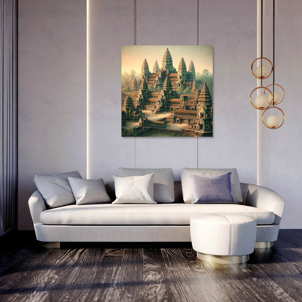 Elegant Wall Art Canvas depicting a serene landscape with intricate architectural details