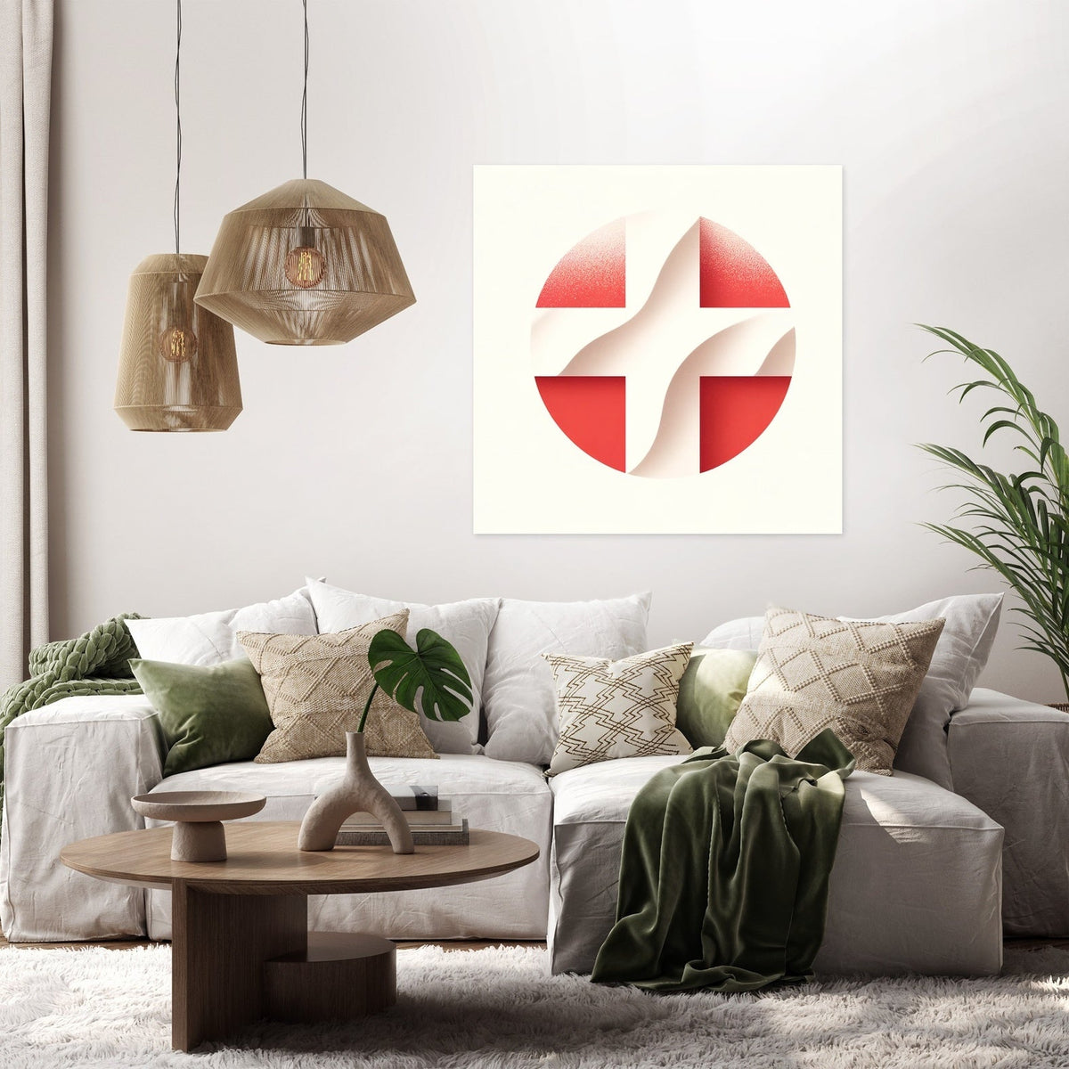 Stylish wall art canvas featuring geometric design in soft pastel colours for modern interiors