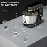 Wise Galleria Stand Mixer with Dough Hook, Beater, and Whisk for versatile baking needs