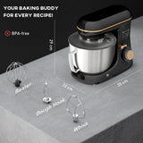 Wise Galleria Stand Mixer with Dough Hook, Beater, and Whisk for versatile baking needs