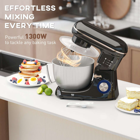 Wise Galleria Stand Mixer in Black with 1300W power for effortless mixing in the kitchen