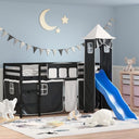 vidaXL Kids' Loft Bed with Tower White&Black 80x200cm Solid Wood Pine black vidaXL