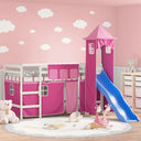 vidaXL Kids' Loft Bed with Tower White&Black 80x200cm Solid Wood Pine white and pink vidaXL
