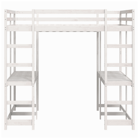 vidaXL Loft Bed with Desk and Ladder White 160x200 cm Solid Wood Pine vidaXL