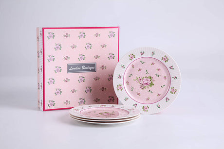Elegant Cake Plate Set in Floral Design with Gift Box from London Boutique Lifestyle
