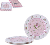Elegant Cake Plate Set featuring floral designs and a pink colour scheme, beautifully packaged