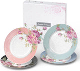 Set of Floral Cake Stands in Pink and Blue from London Boutique Lifestyle with Polka Dot Design