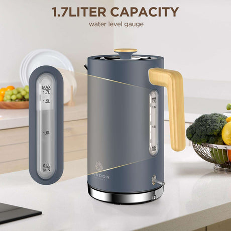 London Boutique Lifestyle Electric Kettle with 1.7 litre capacity and water level gauge for easy boiling
