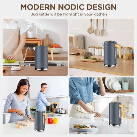 Electric kettle with modern Nordic design, perfect for stylish kitchens and daily tea preparation