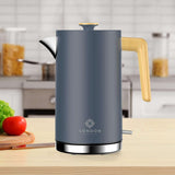 Stylish Electric Kettle by London Boutique Lifestyle with wooden handle and sleek design for modern kitchens
