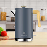 Stylish Electric Kettle by London Boutique Lifestyle with wooden handle and sleek design for modern kitchens