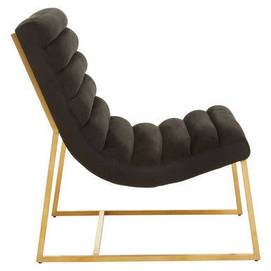 Orsina Lounge Chair with a modern design featuring a plush upholstered seat and gold metal frame