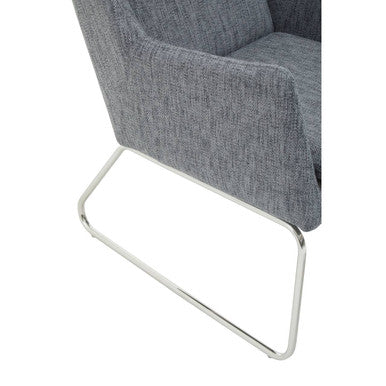 Orsina Lounge Chair with sleek chrome base and grey patterned upholstery for modern interiors