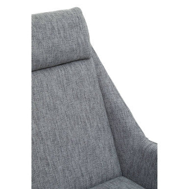 Orsina Lounge Chair with a modern grey fabric design featuring a high back and sleek armrests