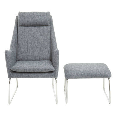 Orsina Grey Lounge Chair with Matching Footrest for Relaxing and Stylish Seating