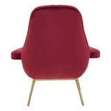 Orsina Lounge Chair in Red Velvet with Elegant Gold Legs for Stylish Home Decor