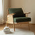 Nisu Home Lounge Chair with Soft Green Cushion and Natural Wood Frame for Stylish Comfort