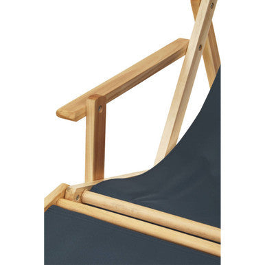 Orsina outdoor lounger with wooden frame and comfortable dark fabric for relaxing in the garden