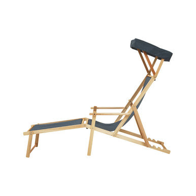 Orsina Wooden Lounger with Adjustable Backrest and Canopy for Outdoor Relaxation