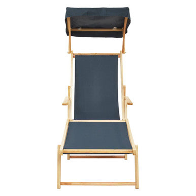 Orsina wooden Lounger with adjustable canopy for outdoor relaxation and comfort